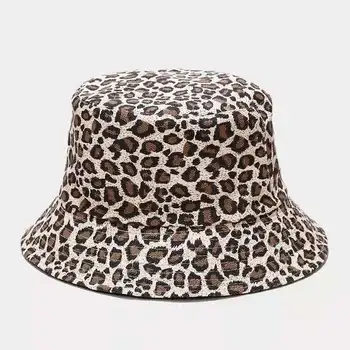 2020 Leopard de Imprimare Găleată Pălărie Reversibile Pescar Pălăria în aer liber, de Călătorie Panama Pălărie de Soare Capac Pălării Pentru Bărbați și Femei