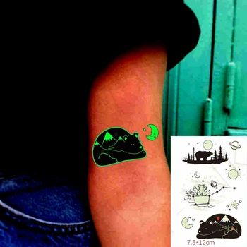 Tatuaj Autocolante Luminoase Copil Copil Temporare Tatuaje False Strălucire Pasta pe Fata Braț Picior pentru Copii Body Art Pădure Urs Autocolant
