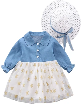 2020 Toamna Iarna Nou Prințesă Drăguț Rochie Cu Maneci Lungi Pălărie, Îmbrăcăminte Pentru Copii Mash Despicare Rochie Pentru Fete Nou-Născuți Haine Fata Copil