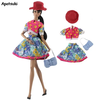 1 Set Floral Roz Papusa Haine Pentru Papusa Barbie Top Camasa Fusta Pălărie Sac De Haine Pentru Barbie Păpuși 1/6 Accesorii Papusa Copil Jucărie