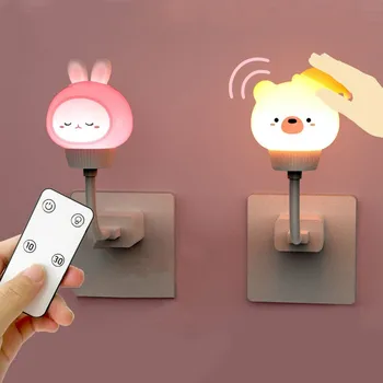 USB Lumina de Noapte Urs/Iepure/Pisica Drăguț desen Animat de Noapte LED-uri Lampa de Control de la Distanță Pentru Decor Dormitor pentru Copii Lampă de Noptieră Cadou de Crăciun