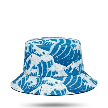 Navigatie Curajos Albastru Tsunami Furios Furtună Mare Briza Oceanului Valurilor Wave Moda Strazii Pescar Găleată Pălărie Cap Pălării Beanie